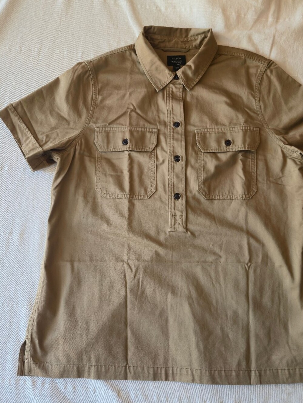 Filson Women's Colville Twill Shirt Dark Tan XL New with tags